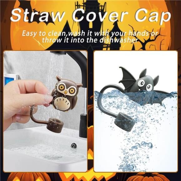 5PCS Halloween Straw Cover Caps for Stanley Cup - Silicone Straw Toppers - Picture 4 of 7